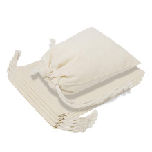 6 x 8 inch 100% Natural Cotton Reusable Produce Muslin Bags with Drawstrings for Shopping Storage